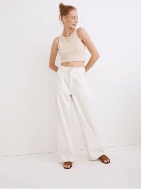 Madewell Cotton-Linen Pleated Wide-Leg Pants